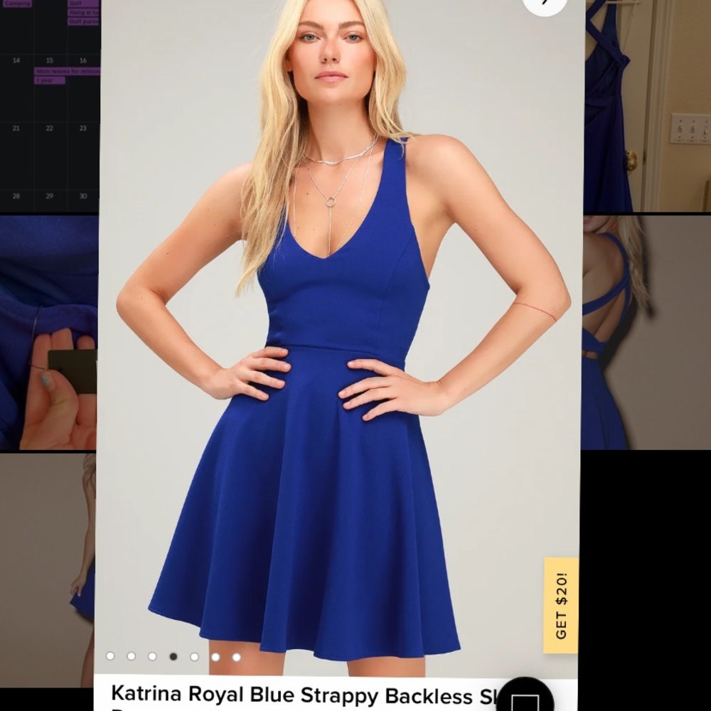 Lulu’s, small, Royal Blue Strappy backless dress